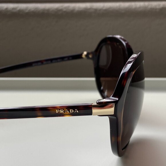 PRADA Sunglasses 0PR 09VS Tortoiseshell Havana Plastic Round Sunglasses NIB - Picture 3 of 11